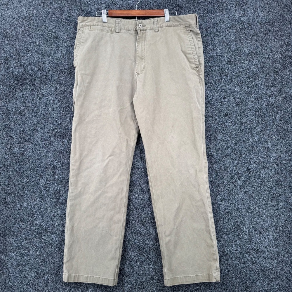 Duluth Trading Co Flex Ballroom Khakis Mens 38x32 Tan Straight Leg Work Pants